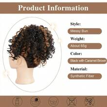 LCurly Drawstring Ponytail Extension For  Ponytail Extension Drawstring Ponytail Curly Hair Extensions For Women Short Ponytail For  Black With Caramel Brown 5001 - 2H30 - Xem 2