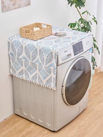 1/2 stuks Scandinavische minimalistische wasmachine stofkap, blauwe geometrische ruitprint, geschikt voor woonaccessoires, magnetron stofkap, keukenapparatuur