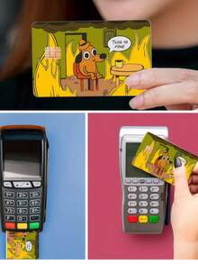 1pc "THIS IS FINE" Credit Card Decoration Sticker, Calm Down Coffee Dog PVC Card Creative And Personalized Ultrathin Cool PVC Anti Fingerprint Durable Credit Card Protection Skin Cover, Superior Quality, Scratch Resistant And Friction Resistant, Suitable For Woman Man, Small Chip Card, Bank Cards, Credit Cards, Transportation Cards, Student Campus Cards DIY, Stress Relieving Artifact, Anti Anxiety - متعدد الألوان - مشاهدة 7