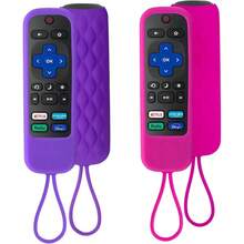 2 Pack Case For Roku Express Streaming Stick Premiere Silicone Remote Cover For  Hisense Roku TV Remote Sleeve Skin Smart TV Remote Control Replacement Cover Case Purple And Rose - 紫色+玫瑰色 - 查看 1