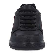 Zapato Escolar Negro Para Niño Con Cintas Elásticas Detalle Rojo Suela De Piso Corte Sintético Cómodo Y Fácil De Colocar - Negro - Ver 4