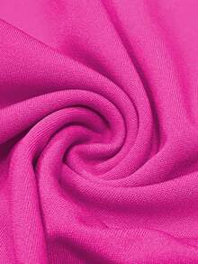 Đầm ôm sát cổ tròn, màu trơn, kiểu dáng retro mới về dành cho nữ, thích hợp cho mùa xuân/hè. - Màu Hồng Tươi - Xem 7