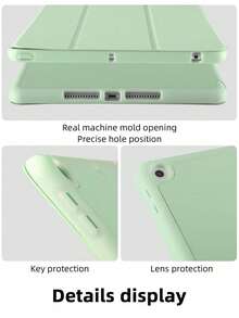 1pc Matcha Green Tri-Fold Tablet Case With Stylus Slot, TPU Soft Edge Full Protection, Magnetic Sleep/Wake, Compatible With IPad Mini4/Mini5/Mini6/Mini7/Air1/Air2/9.7/10.2/10.5/Air4/Air5/10.9/Pro11/10th/12.9/Air 11-In.(M2)-2024/Pro 11-In.(M4)-2024/IPad Air 11-Inch (M3) 2025 - Matcha Green - View 6