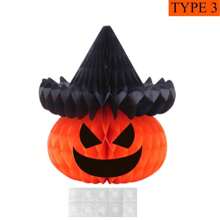 1 pezzo Decorazione appesa per Ognissanti, Pendente a sfera a nido d'ape con punti di colla, Zucca 3D, Ragno e decorazione appesa a nido d'ape per festa di Ognissanti, decorazione interna