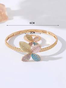 Conjunto de Bracelete e Anel Borboleta com Zircônia Colorida Banhado a Ouro 18K, Design Elegante