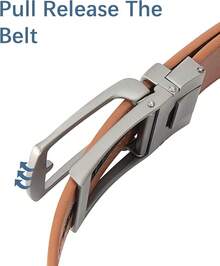 BOSTANTEN Belt Men Leather Reversible Belts Men 1 3/8 Casual Dress Pants, Two-In-One Belt - 003-棕色 - 查看 2