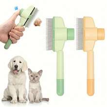 1pc (Color Random) Self-Cleaning Pet Grooming Brush - Dense Teeth For Detangling, Suitable For Cats And Dogs, Flea Design, Ergonomic Handle, Plastic Material - Multicolor - View 11