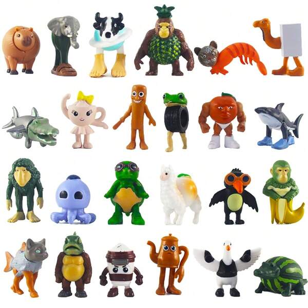Set de 24 de figurine de acțiune italiene Brainrot, figurine amuzante de colecție Tung Tung Tung Sahur pentru adulți, jucării Tralalero inspirate de Tralala, rechin creativ, maimuță și multe altele