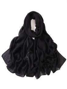 1条女士纯色细边围巾，休闲透气头巾，百搭披肩式头巾，四季皆宜。 - 彩色 - 查看 15