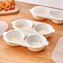 Dual-Cup Microwave Egg Poacher With Clear Lid, Blue Accents - ABS Kitchen Gadget For Perfectly Cooked Eggs, Microwave Egg Cooker