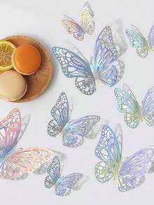 12/48/72Pcs 3D Hollow Butterfly Wall Sticker Cake Decor Toppers Wedding Decor Birthday Decor Living Room Home Decor Butterflies Stickers Gender Reveal Party Decor Wall Decor Room Decor Wall Stickers - Color - View 7