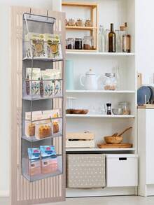 1pc 4 Tier Hanging Storage Rack, Makeup Organizer Wall Mount With Transparent Pockets And Large Capacity Mesh Storage Bag, Suitable For Kitchen, Bathroom, Closet, Bedroom, Dorm