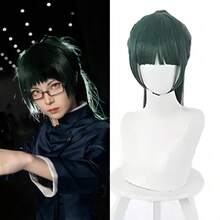 LAnime JJK Cosplay Wig Maki Zenin Straight Green Ponytail Cosplay Wig Hallween Christmas Party Wigs For Women5001 - 綠色 - 查看 2
