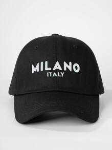 1 pièce Casquette de baseball brodée Milano pour femmes, chapeau décontracté réglable avec protection contre le soleil pour l'extérieur, les voyages, la plage, les vacances, également adapté pour les hommes, style Y2K