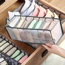Elegante caja de almacenamiento de lencería de malla - Diseño a cuadros transparente, tela, organizador de espacio para calcetines, ropa interior y accesorios, caja de almacenamiento de moda, organizador de tela transpirable, suministros de organización del hogar para mujeres, organizador de almacenamiento, artículos esenciales de viaje, almacenamiento para dormitorio universitario