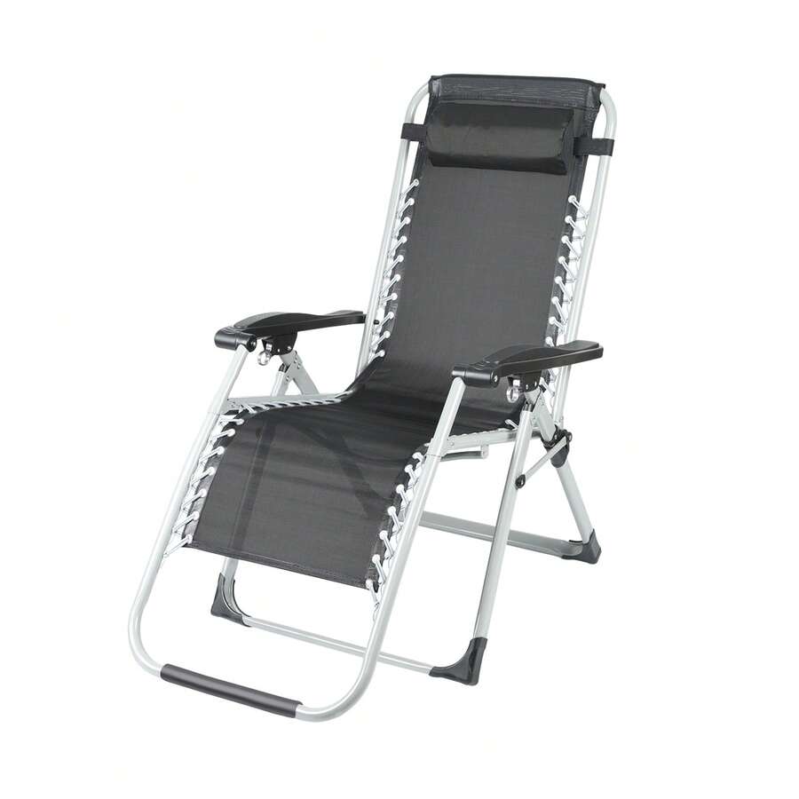 178*66*95cm Camping Chair, Portable Deck Chair, Foldable And Adjustable Armchair, Reclining Outdoor Sun Loungers, Relaxing Chairs For Patios, Terraces, Gardens, Camping - 黑色 - 查看 1