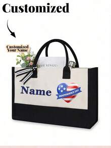 1 件定制美国名字手提袋、个性化 7 月 4 日手提袋、独立日手提袋、7 月 4 日礼品袋、国旗樱桃手提袋、爱国手提袋 - 彩色 - 查看 6