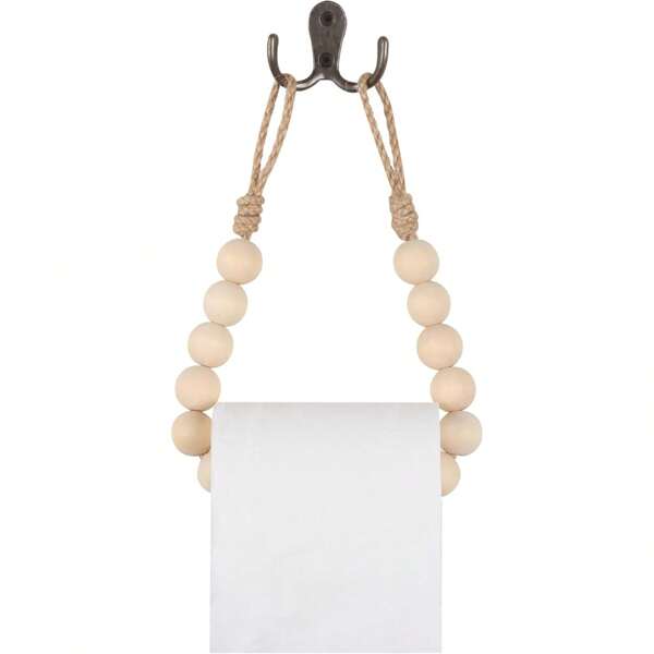 Toilet Paper Holder Natural Wood Bead Toilet Paper Roll Holder Toilet Paper Holder