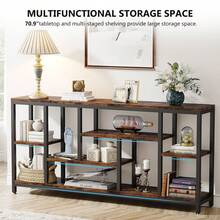 Tribesigns Console Hallway, 180 Cm Extra Long Console Table Behind Couch With Storage Shelves, 5-Tier Industrial Entryway Hallway EntranceTable For Living Room, Rustic Brown - Rustic Brown - 查看 6