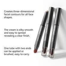 1 件带刷子的轮廓化妆棒，3D 阴影鼻雕哑光遮瑕膏高光高光修容霜，适用于面部化妆 - 彩色 - 查看 7