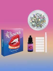novani 200件/套 DIY牙齿宝石套装（含胶水），4色牙齿饰品宝石套装，水晶闪亮宝石，牙齿饰品入门套装，男女通用牙齿饰品