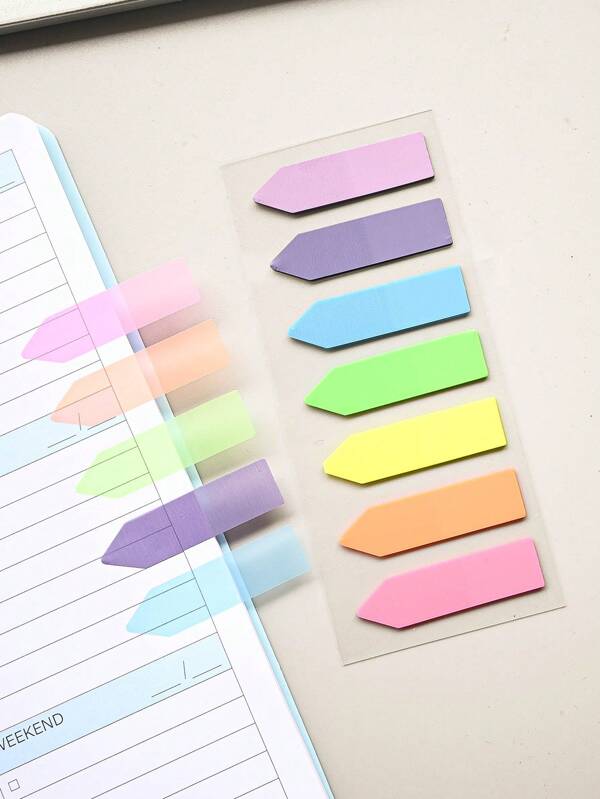 140 Sheets Of 1 PET Arrow Index Sticker Book Topic Label Paper Translucent Plastic Sticky Notes,School Supplies,Back To School