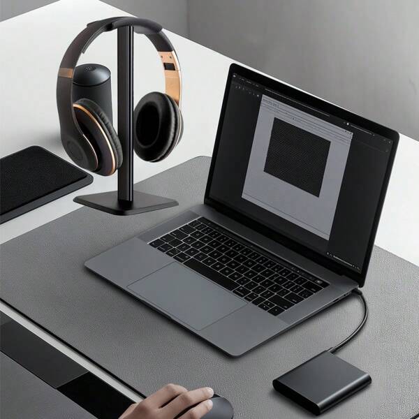 1 Stück hochwertige Aluminium Kopfhörer mit geneigtem Design und stabilem, robustem Standfuß, geeignet für alle Gaming- und Musik-Kopfhörer - weiß und schwarz, Desktop-Aufbewahrungsbox | Modernes Kopfhörer-Design | Aluminium-Material für Büro, Wohnheim und Zuhause Kopfhörerständer, Kopfhörerhalterung
