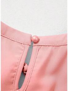 Girls Dresses Ruffle Trim Sleeveless V Neck Casual A-Line Flowy Dress With Pockets - 粉色 - 查看 7