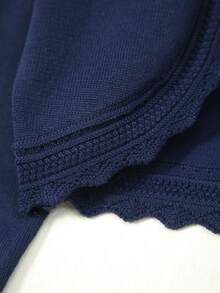 Baby Girl Elegant Hollow Lace Trim Knit Cardigan Shawl, Gift For Babies, Autumn/Winter - Royal Blue - View 5