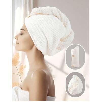 1pc Coral Fleece Super Soft Fiber Hair Towel Wrap For Women, Anti-Frizz With Elastic Strap, Quick Drying For Wet, Long, Curly Hair, Ideal For School, Travel, Home Use