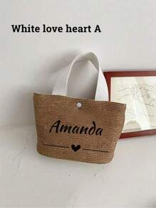 1pc Customizable Bohemian Style Large Woven Tote Bag, Customize Roomy Black White Handbag For Beach, Camping Outdoors, Fabric With Magnetic Closure, Ideal For Women's Adventure, Beach Bag, For Commuting, School And Shopping, Convenient For Outdoor Use, Teacher Gift, Perfect Choice For Vacation And Festival, Thanksgiving Gifts, Best Teacher, Middle School Students, High School Senior High School Students, College Students, University Students, Freshman, Sophomore, Underclassmen