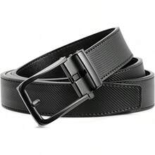 BOSTANTEN Belt Men Leather Reversible Belts Men 1 3/8 Casual Dress Pants, Two-In-One Belt - 010-全黑 - 查看 9