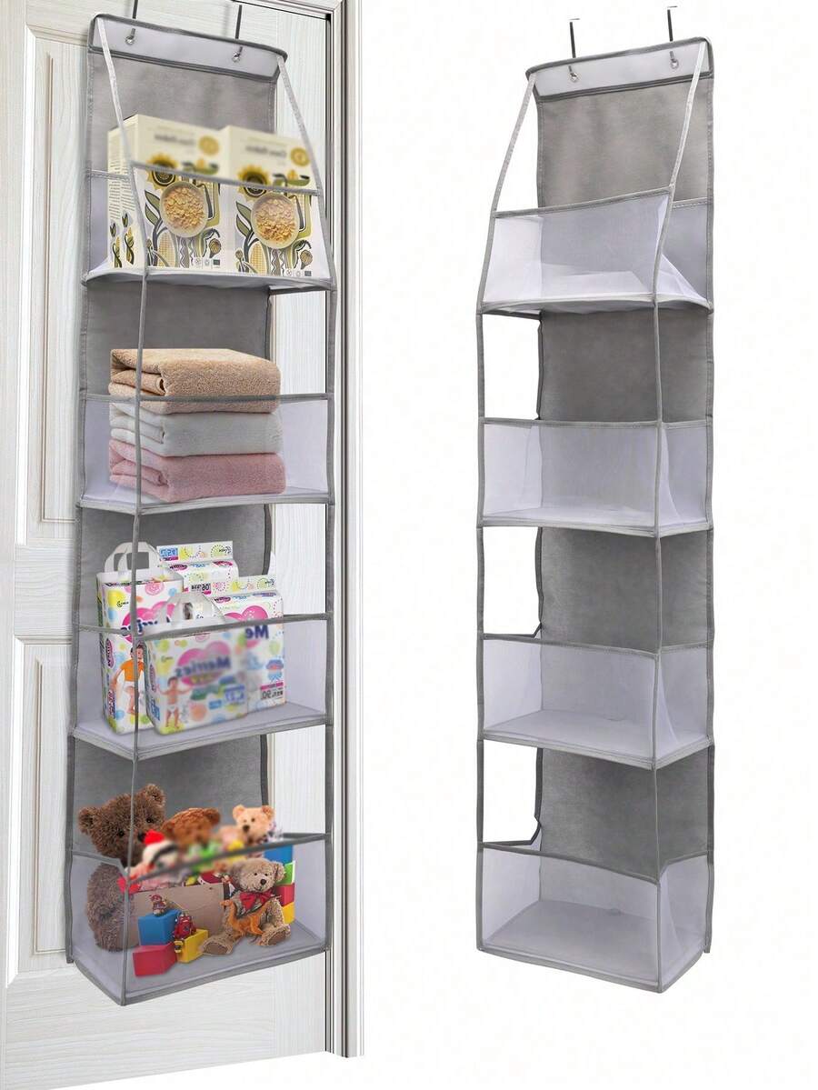 1pc 4 Tier Hanging Storage Rack, Makeup Organizer Wall Mount With Transparent Pockets And Large Capacity Mesh Storage Bag, Suitable For Kitchen, Bathroom, Closet, Bedroom, Dorm