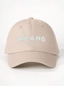 1 pièce Casquette de baseball brodée Milano pour femmes, chapeau décontracté réglable avec protection contre le soleil pour l'extérieur, les voyages, la plage, les vacances, également adapté pour les hommes, style Y2K