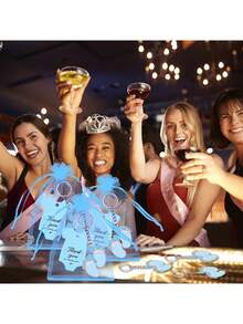 30pcs/10sets 10/20/30 Sets Baby Shower Favors With Design Key Chains With White Organza Bags And Thank You Tags Boys And Girls Baby Shower Party Favor Holiday Essentials Suitable For Shower Party Favors Birthdays And Event Decorations