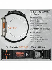 chinbersky 1 条装耐用尼龙 Apple Ultra 2 表带 49 毫米，兼容 Apple 46 毫米、45 毫米、44 毫米、42 毫米，适用于 Ultra/Ultra 2 和系列 10/9/8/7/6/5/4/3/SE，编织设计运动环带