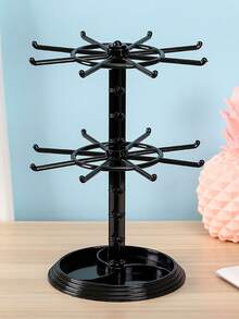 1pc Rotatable Double-Layer Black/Transparent/White Key Chain Display Rack, Detachable Organizer For Keychains, Necklaces, Rings, Earrings And Hair Clips, Suitable For Counter, Dresser, Bathroom And Bedside