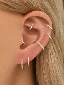 1件925纯银16g铰链式耳环 - 耳骨环、耳廓环、鼻环、鼻中隔环、无缝卡扣耳环、迷你耳环、耳屏环、耳骨环、耳廓穿孔环、银色无缝耳骨耳环，适合男女日常佩戴（6-12毫米），柔软纯银材质，请小心轻放。 - 18G Hinged Hoop - 查看 8