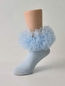 1 Pair Girls' Lace Ruffle Socks Fluffy Ruffle Baby Infant Princess Socks