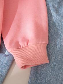 2 Stücke/Set Mädchen Lässig Alltags Outfit - Einfarbiges Schleife Dekor Langarmoberteil und lange Hose, Regular Fit, Frühling/Herbst