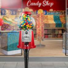 15" Gumball Machine With Stand And Coin Bank Red Bubble Gum Candy Dispenser - as pic - View 2