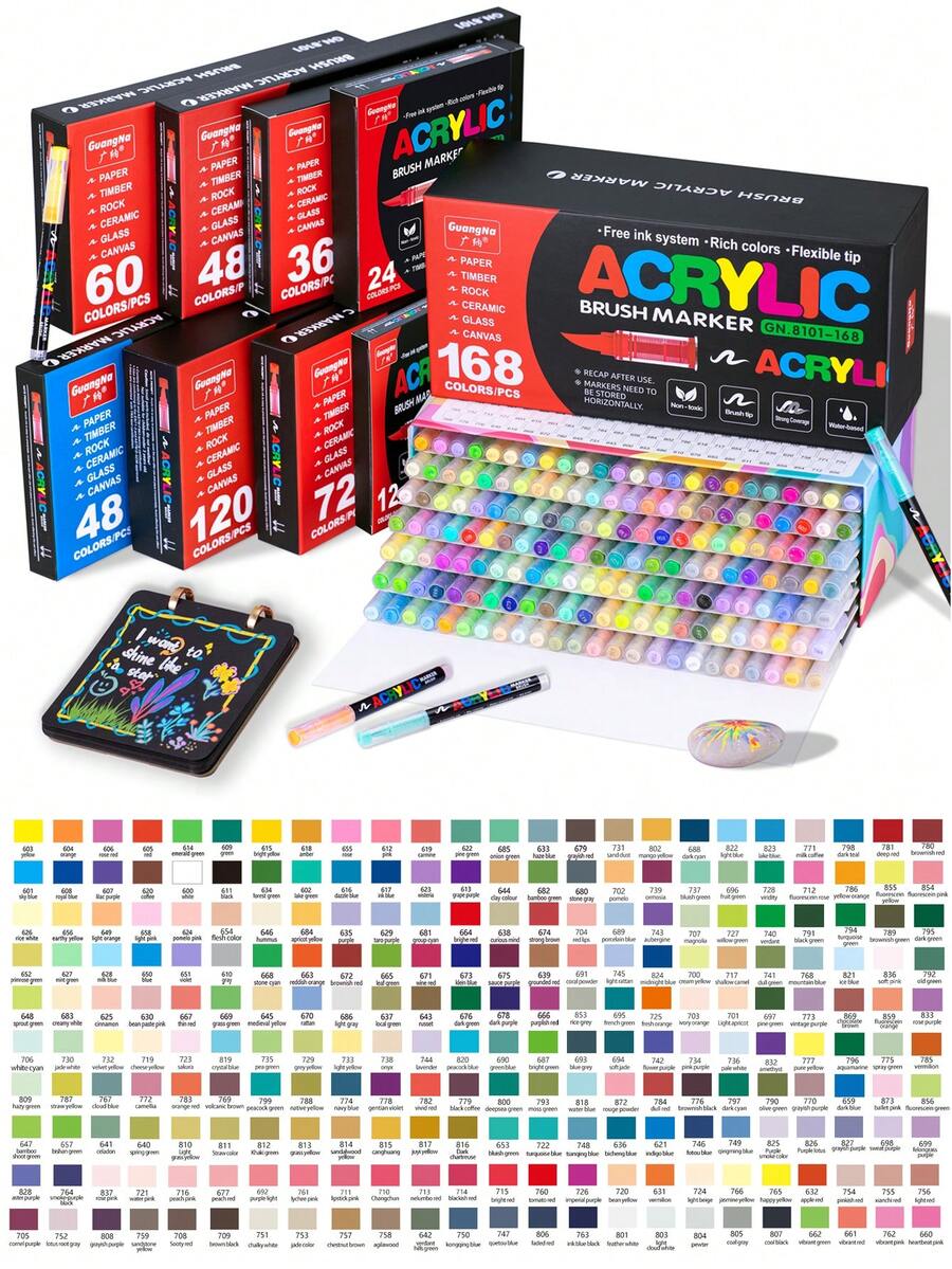 240 Color Direct Liquid AcrylicMarker Pens,Students Use ArtProfessional Drawing Drawing ColorSoft-Head Marker Paper-TightStackable Diy Graffiti Coloring BookColoring Pen Can Draw Glass StoneWaterproof Body Painting BrushChristmas Gift - Multicolor - View 1