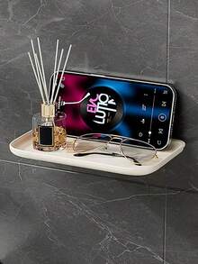 1 件可折叠壁挂式架子，浴室卫生间床边手机支架，无需钻孔收纳架，适用于宿舍 WiFi 路由器 - 白色 - 查看 1