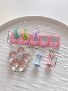 亚克力极光彩虹色矩形钻石形状美甲展示架，树脂水晶珠水钻复古韩国花朵激光 DIY 家居和户外女士母亲姐妹妻子女友婚礼美甲沙龙美容情人节使用