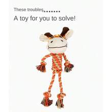 1 pieza Muñeco de peluche con cuerda para mascotas, muñeco de perro con forma de animal de dibujos animados resistente a mordeduras, artículo de alivio del aburrimiento para autoactividad, solo para uso de mascotas