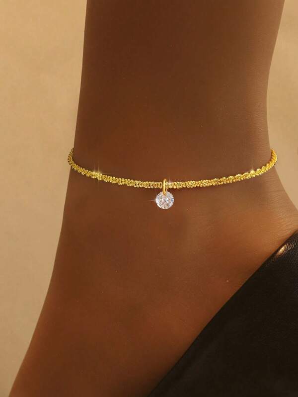 1PC Elegant 925 Sterling Silver Lightweight Ankle Chain Bracelet Dainty Minimalist Anklet Elegant Jewelry Gift For Women & Girls Wedding Accessories Holiday