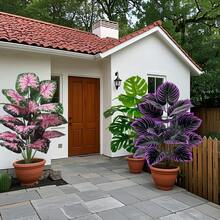 3件套大型逼真仿真植物套装,包含优雅的紫色植物、龟背竹和粉色植物,适用于家居、花园、阳台、窗台、庭院花盆和婚礼装饰 | 常绿仿真植物,无需维护的户外绿植,非常适合后院景观、办公室、家居装饰和园艺(不含花盆) - 彩色 - 查看 6