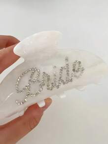 1Pc,Bride Claw Clip, White Acrylic Hair Clip, Rhinestone Bride Logo | Bridal Shower Or Getting Married Party Decorations, Bridesmaid Gift, Bridal Shower, Wedding,Hen Party