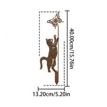 1 pieza Estaca de metal oxidado con forma de gato para el jardín, decoración de gato de metal envejecido para exteriores, ornamento para el patio o el césped para amantes de los gatos