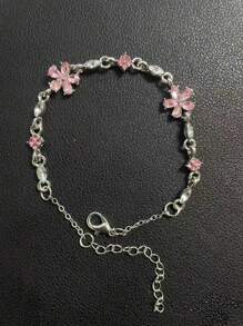 1 pieza Brazalete de cristal en color rosa flor de cerezo, adecuado para uso diario